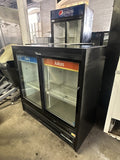 TRUE GDM-41SL-48-HC-LD 2 DOOR SLIDING GLASS REFRIGERATOR USED MERCHANDISER