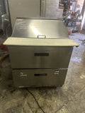 DELFIELD 32” SANDWICH PREP TABLE REFRIGERATOR MEGA TOP 2 DRAWERS USED