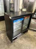 TRUE GDM-41SL-48-HC 2 DOOR SLIDING GLASS REFRIGERATOR COOLER USED MERCHANDISER