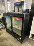 TRUE GDM-41SL-48-HC-LD 2 DOOR SLIDING GLASS REFRIGERATOR USED MERCHANDISER