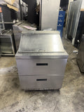 DELFIELD 32” SANDWICH PREP TABLE REFRIGERATOR MEGA TOP 2 DRAWERS USED