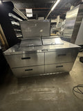 DELFIELD 64” USED MEGATOP SANDWICH PREP COOLER REFRIGERATOR 4 DRAWERS