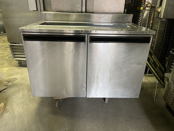 DELFIELD 4048-12 48” USED COMMERCIAL REFRIGERATED PAN RAIL PREP TABLE COOLER