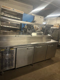 ARCHITECTURAL STAINLESS INC 87.5” PIZZA PREP REFRIGERATED UNIT USED & OVERSHELF