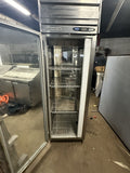 BEVERAGE AIR PRD1-1BG PASS THRU GLASS DOOR REFRIGERATOR COOLER USED TOP MOUNT