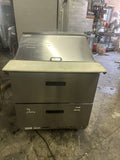 DELFIELD 32” SANDWICH PREP TABLE REFRIGERATOR MEGA TOP 2 DRAWERS USED