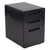 Work From Home Kit - Black Computer Desk, Ergonomic Mesh Office Chair and Locking Mobile Filing Cabinet with Inset Handles