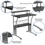 Work From Home Kit - Black Computer Desk, Ergonomic Mesh Office Chair and Locking Mobile Filing Cabinet with Inset Handles