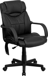 Flash Furniture BT-2690P-GG High Back Massaging Black Leather Executive Swivel Office Chair
