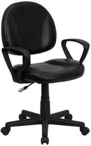 Flash Furniture Mid-Back Black Leather Ergonomic Swivel Task Chair With Arms
