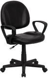 Flash Furniture Mid-Back Black Leather Ergonomic Swivel Task Chair With Arms