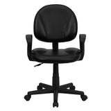 Flash Furniture Mid-Back Black Leather Ergonomic Swivel Task Chair With Arms