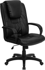 Flash Furniture GO-5301BSPEC-CH-BK-LEA-GG High Back Black Leather Executive Swivel Office Chair