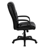 Flash Furniture GO-5301BSPEC-CH-BK-LEA-GG High Back Black Leather Executive Swivel Office Chair