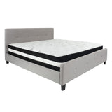 Flash Furniture Tribeca King Size Tufted Upholstered Platform Bed with Pocket Spring Mattress