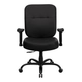 Flash Furniture Hercules Series Black Leather Executive Swivel Office Chair With Extra Wide Seat And Height Adjustable Arms