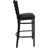 Flash Furniture Hercules Series Black Ladder Back Metal Restaurant Barstool - Black Vinyl Seat