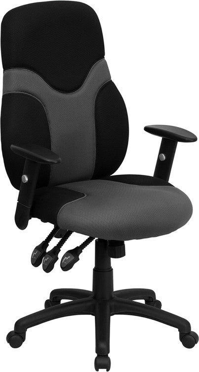 Flash Furniture High Back Ergonomic Black And Gray Mesh Swivel Task Chair With Height Adjustable Arms